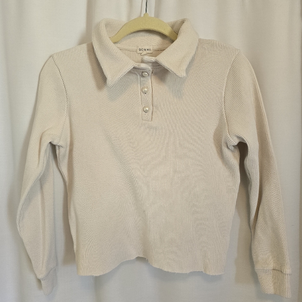 DONNI. Thermal pullover with pearl buttons
